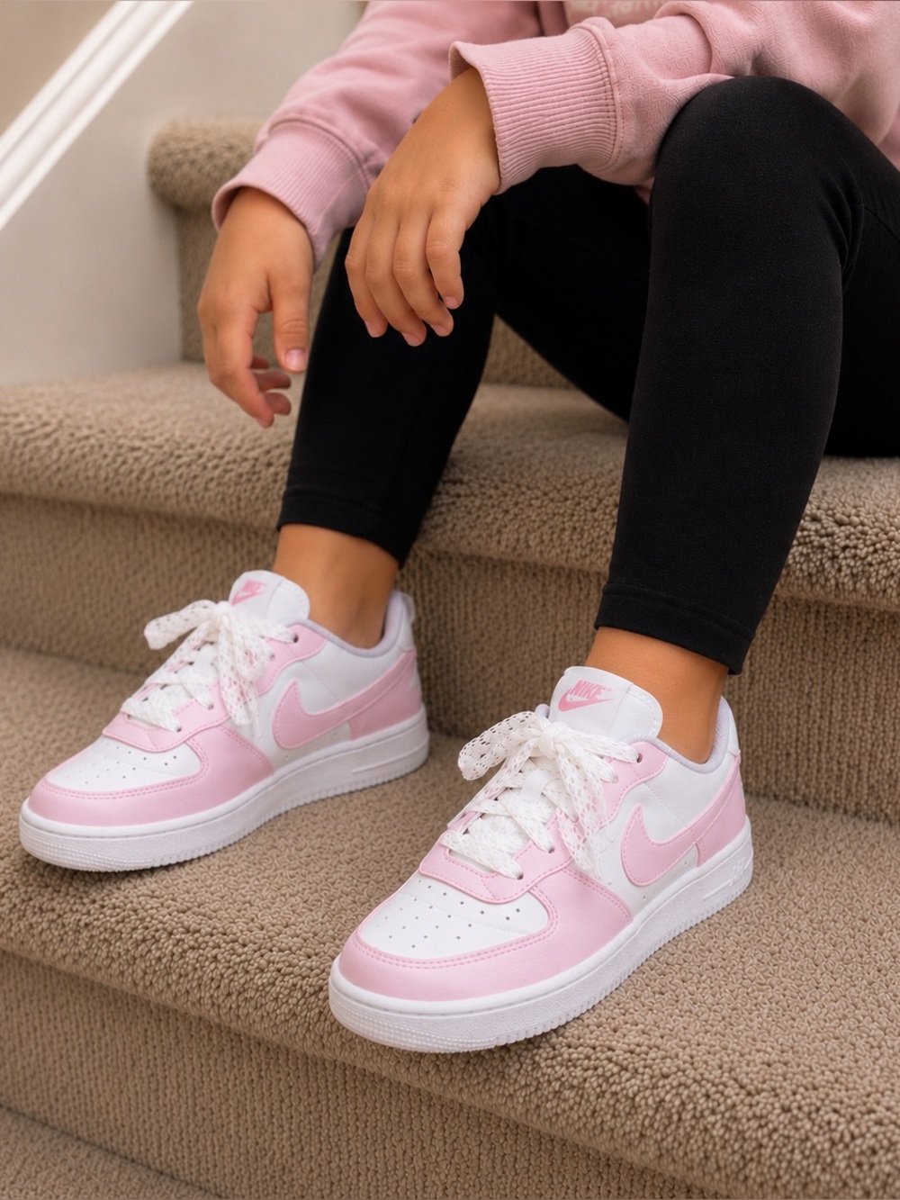 Nike Court Borough Low Recraft Pink White Sneakers | Size 5.5Y / Women's 7.5